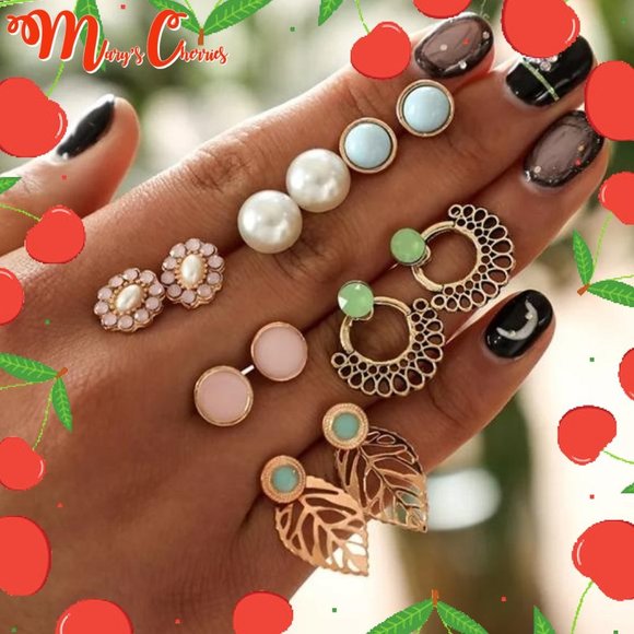 🍒 PASTEL 🍃 6 Stud Set - Picture 1 of 3